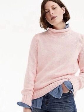 J. Crew 1988 Always Roll Neck Pink Mock Sweater Spring XS